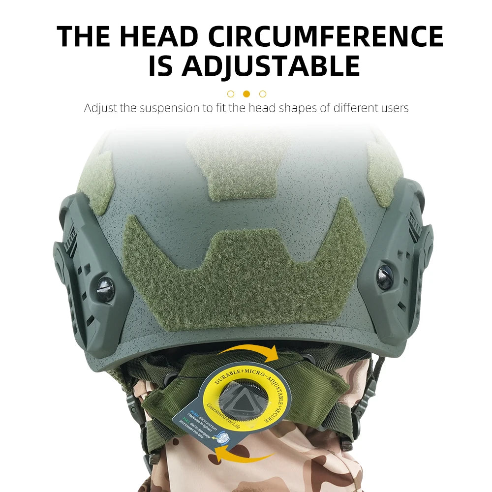 BOOIU Tactical Helmet FRP Velcro Impact-Resistant Helmet High Cut Wendy Suspension With Double-Lineed Adjustable Knob CS Helmet