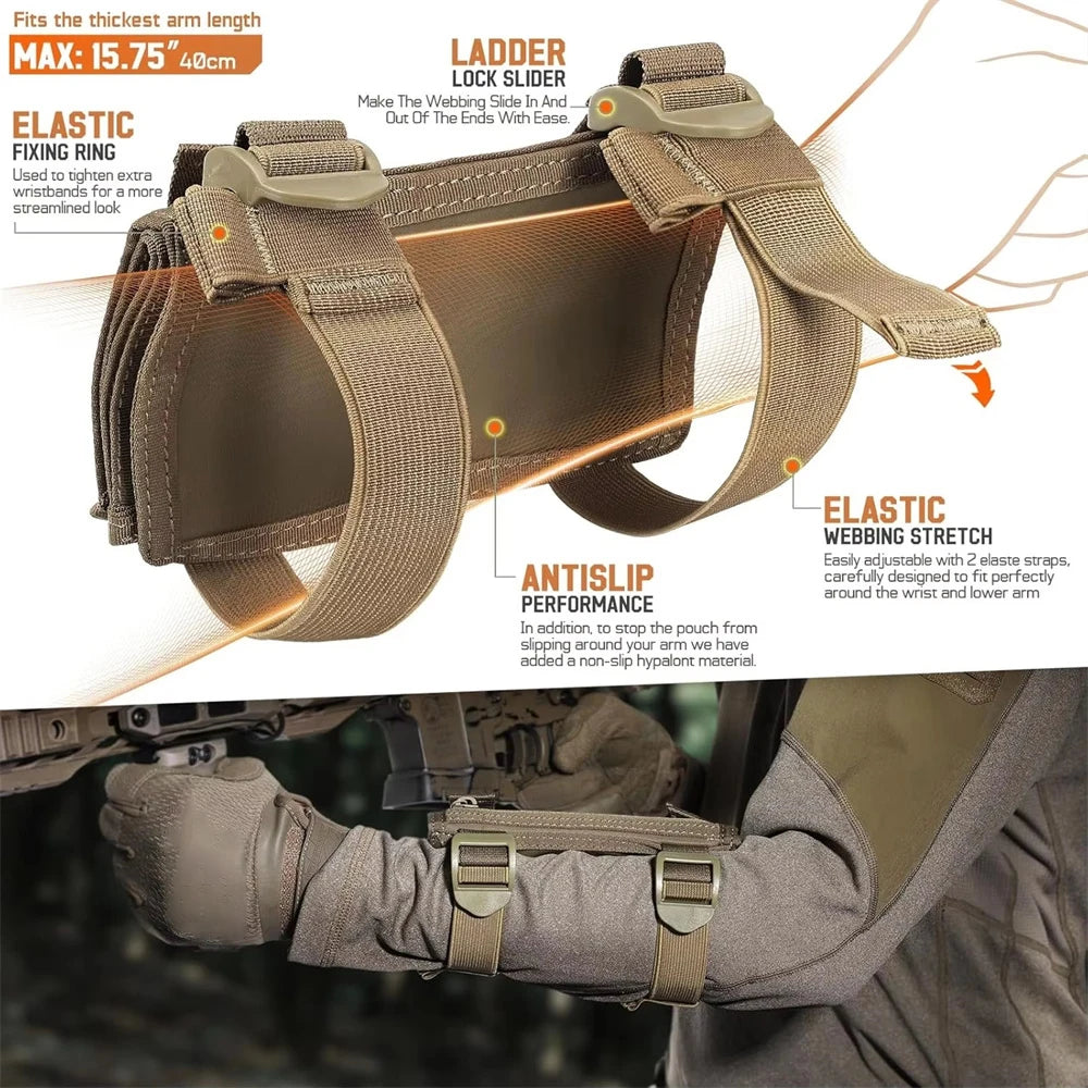 Tactical Map Case Arm Sleeve Wrist Map Holder Wristband Map Pouch Card Holder for Shooting Rescue Field Measurement