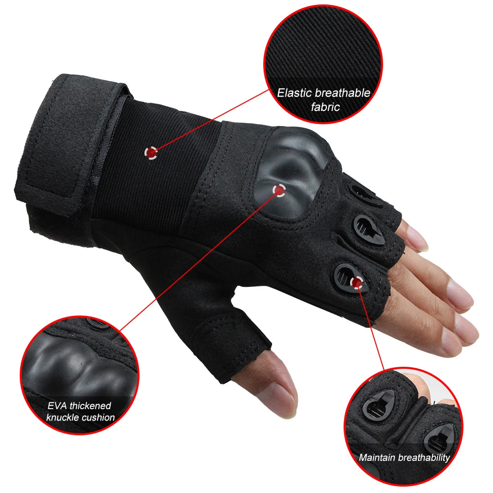 1Pair Half Finger Tactical Gloves - Breathable Lightweight Outdoor Sport Gloves for Shooting,Hunting,Motorcycling,Climbing,Hikin