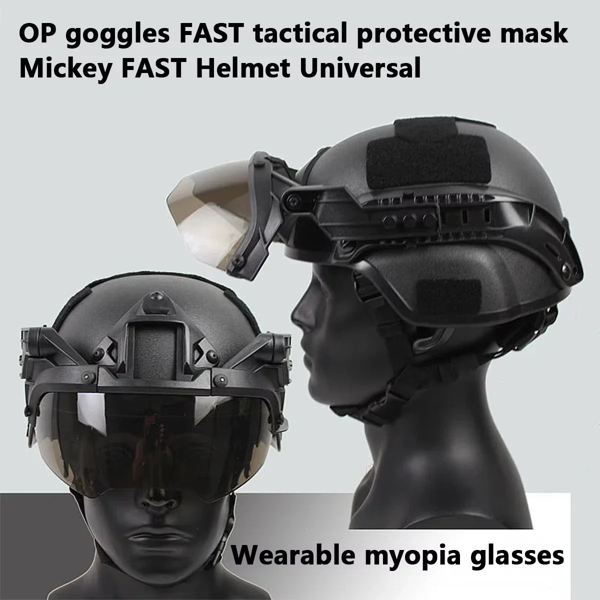 FAST Guide Tactical Helmet Goggles 90 degree Detachable FAST AF Helmet Guide Anti fog and Anti riot OP CS Protective Goggles