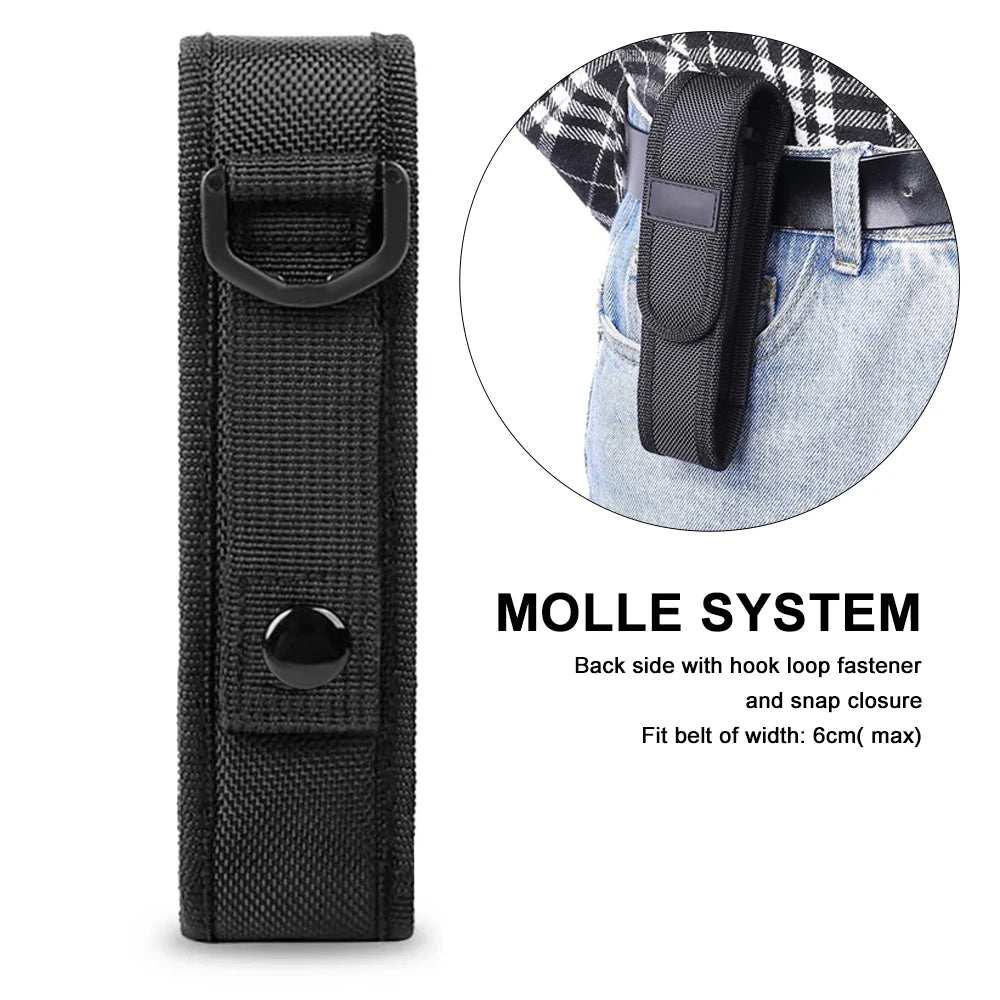 Tactical Flashlight Case TZ20 Molle Belt Flashlight Cover EDC Torch Pouch with Belt Clip Multitool Holder Hand Lamp Holster