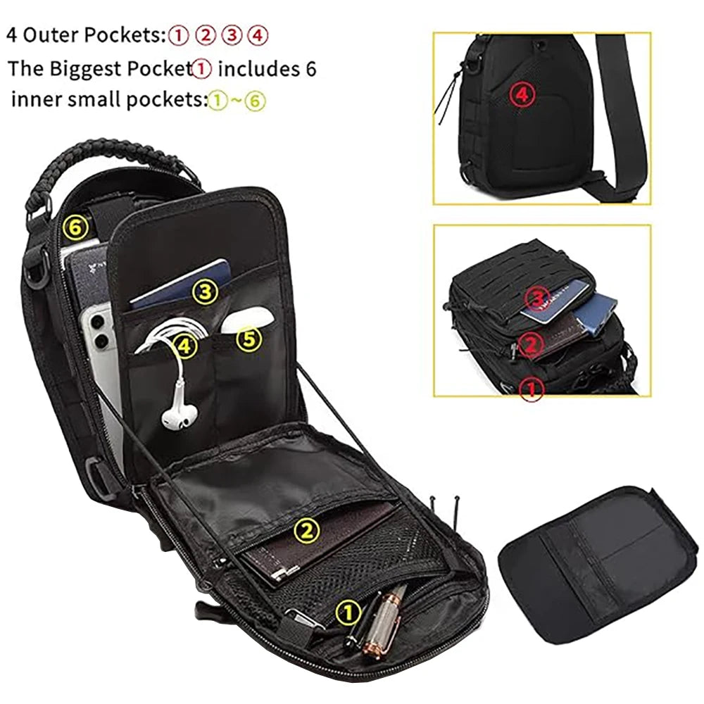 Tactical Sling Backpack Hunting Shoulder Bag for Men Women Crossbody Bags Travel Chest Bag Hiking Camping Gun Range Bags