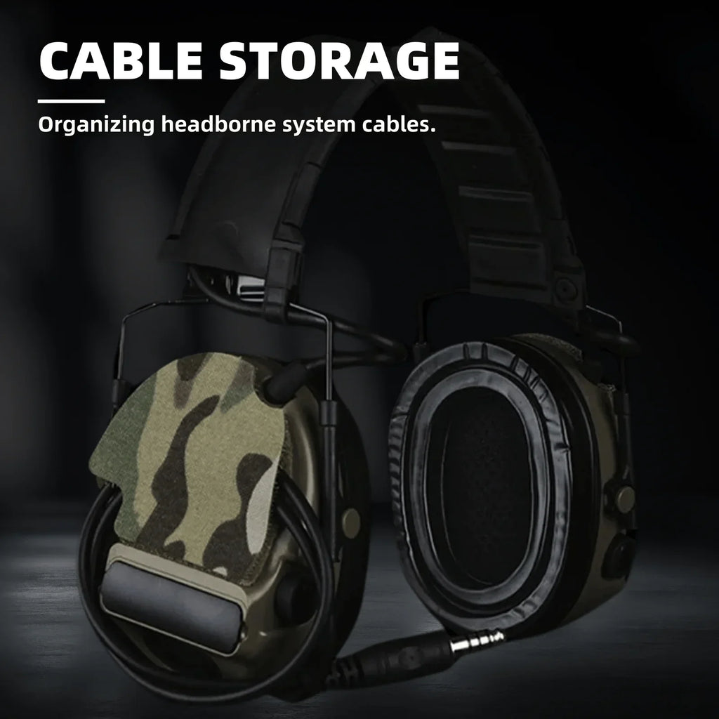 Headset Hook and Loop Fastener Compatible with Peltor ComTac(II/III/V/VI) for Versatile Attachment, Cable Storage and Camouflage