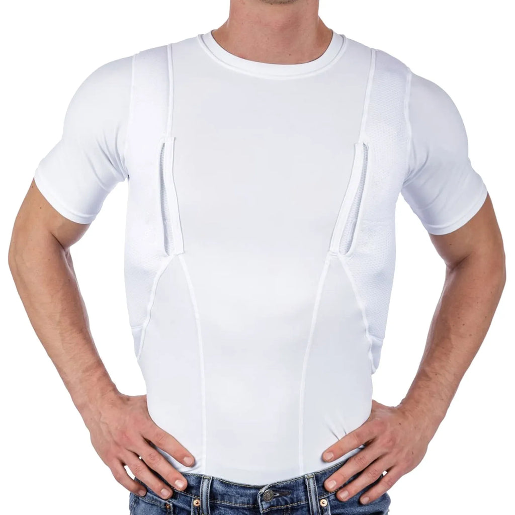 Tactical Holster Concealed Carry T-Shirt Double Pistol Clothes Left Right Hand Invisible Carry for Men Women Daily Hidden Wear