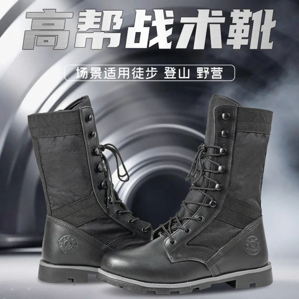 Men's Desert Tactical High-Top Boots Ultra-Light Hiking Shoes Training Boots Spring Autumn Season Synthetic Leather Shoes