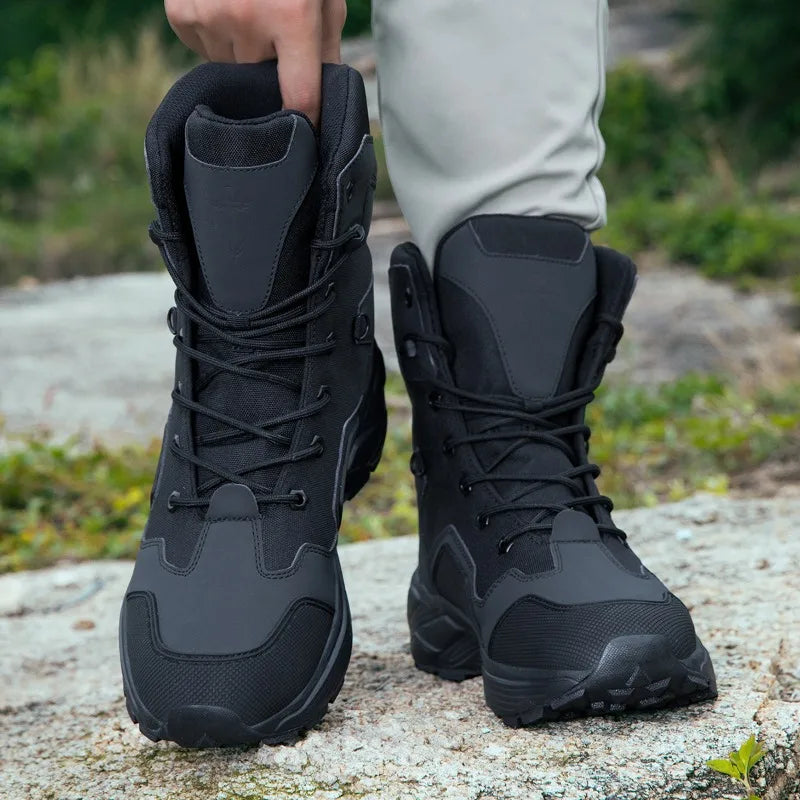 Men Tactical Boots Lace Up Wild Combat Training Boots Anti-slip Outdoor Hiking Shoes Waterproof Jungle Hunting Sneakers Boots