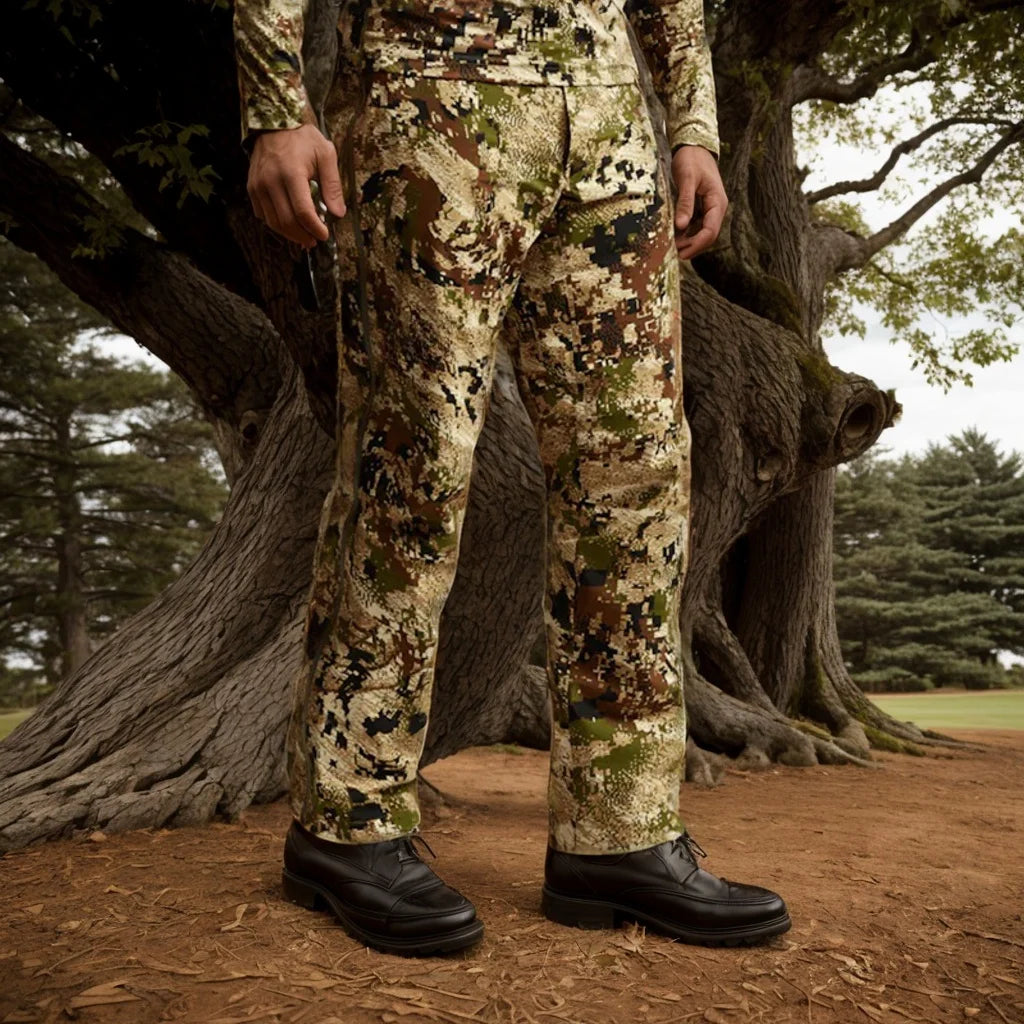 Ainfad Men's Camouflage Outdoor Hunting Fishing Pants Windproof Rainproof Dew Point Rain Pants for Men