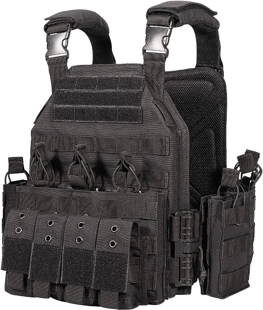 600D Nylon Quick Release Tactical Vest with Multi-Magazine Pouches, Outdoor Hunting Airsoft Plate Carrier