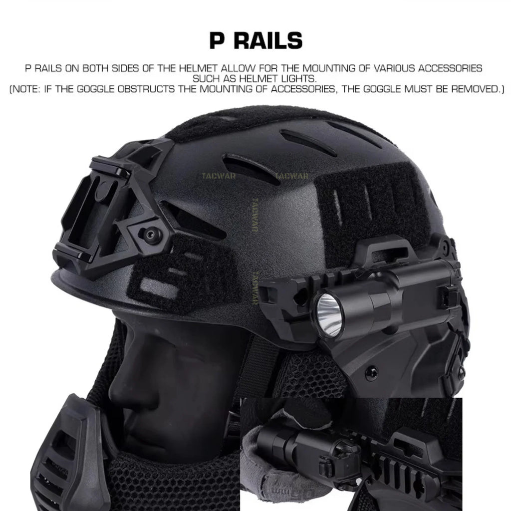 Wendy 3.0 Tactical Full Protection Helmet with Flip Goggles Ear Cover Mask for Hunting Airsoft Paintball CS Game Training