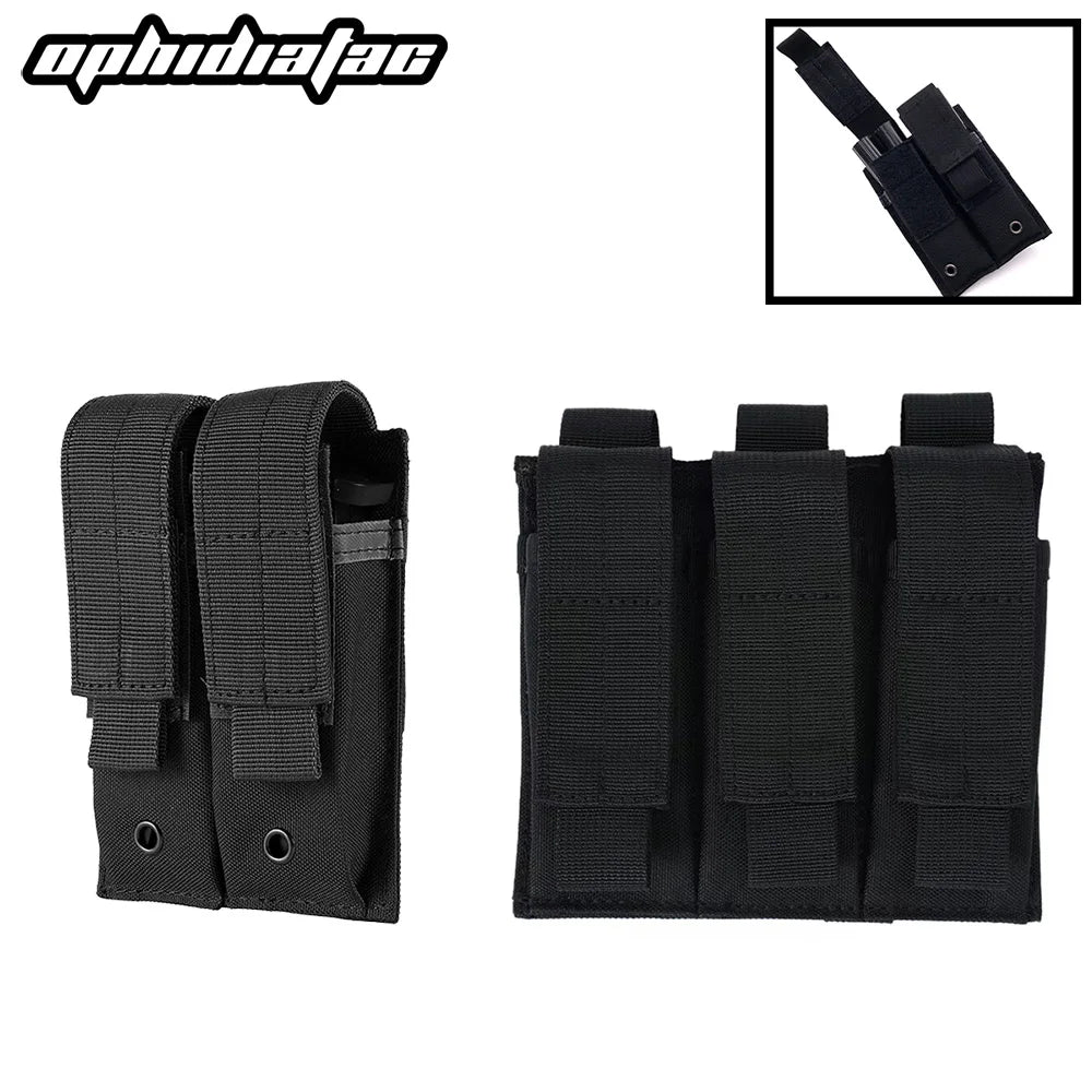 OPHIDIAN 9mm Magazine Pouch Single Double Magazine Pouch Outdoor Molle Open Top Magazine Pouch for  M1911 92F Flashlight Ba