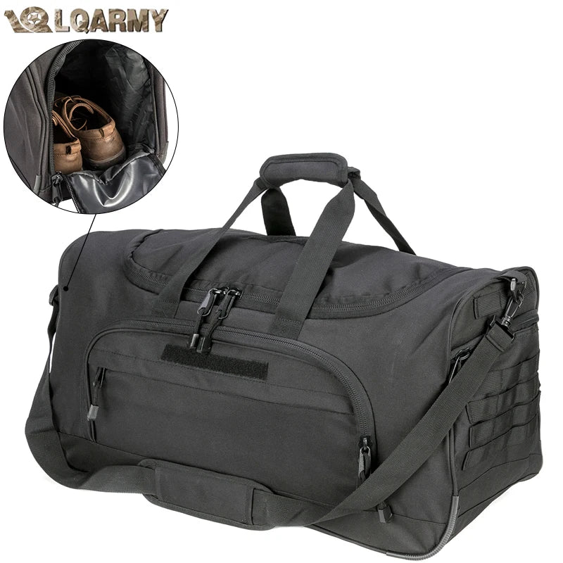 LQARMY 40L Waterproof Gym Bag Men Sports Travel Bags Tactical Duffle Luggage Outdoor Fitness Training Bag