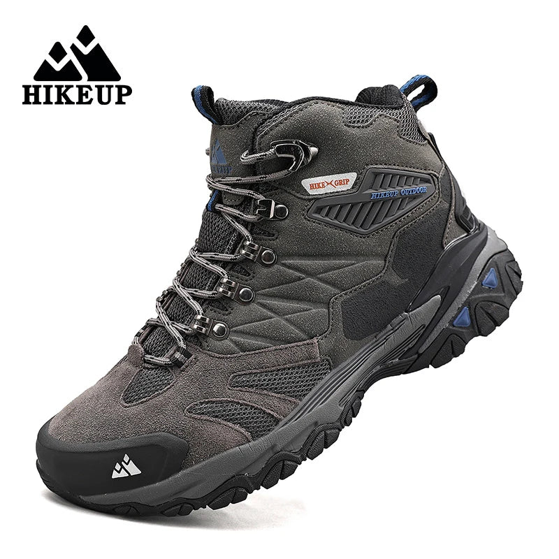 HIKEUP Brand Professional Outdoor Hiking Boot Genuine Leather Trekking Mountain Sneakers Camping Men Shoes Tactical Hunting Boot