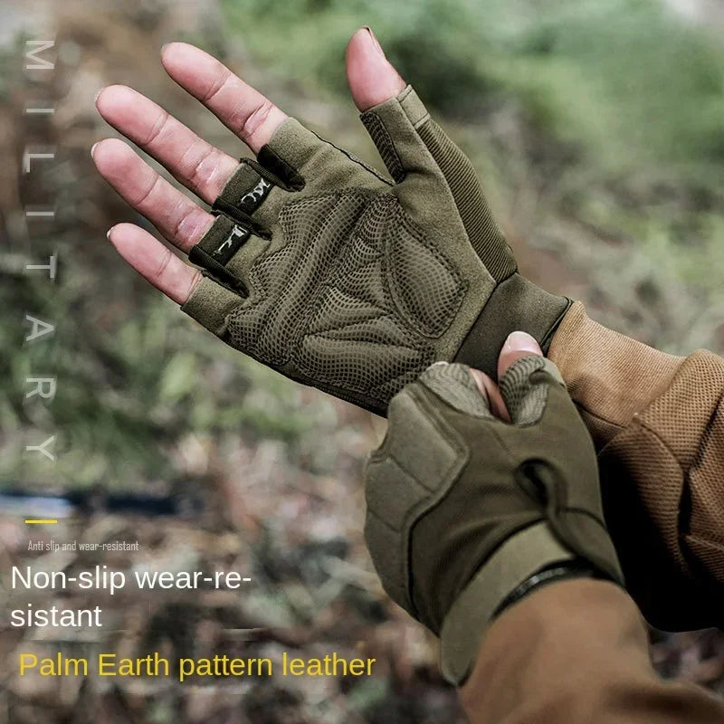 Hunting Gloves for Men and Women Half Finger Outdoor Mountaineering and Cycling Wear-resistant Breathable Riding Gloves Camping