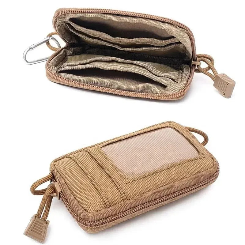 Tactical EDC Pouch - Waterproof Mini Waist Bag with Card Slots & Key Clip - Compact Coin Purse for Hiking, Running, Travel