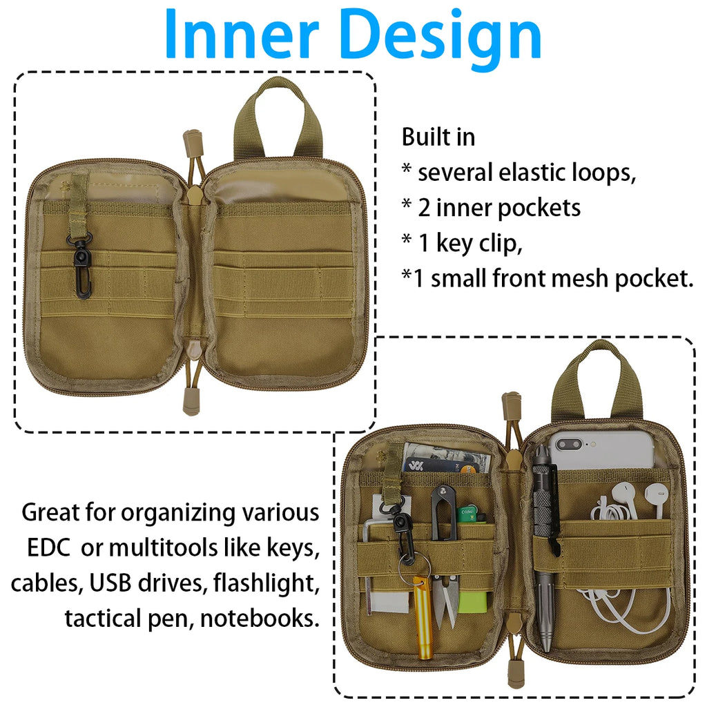 Tactical Molle EDC Pouch - Compact Utility Tool Organizer, Mini Medical Waist Pack & Phone Case Holder for Camping, Hunting