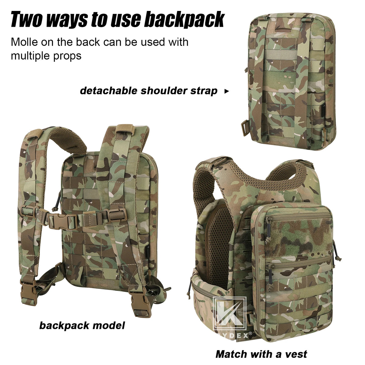 KRYDEX 500D Tactical 50 oz Hydration Backpack Pouch Modular 1.5L Water Bladder Bag Pack Hunting Outdoor Hiking Accessories