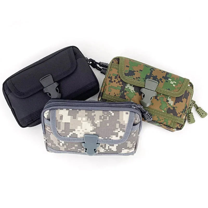 Camo Molle Pouch Tactical Belt Waist Pack Outdoor Wallet Purse Packet Utility EDC Bag for 6.5'' Phone Hunting Bag