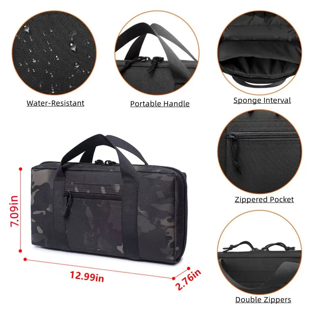 Tactical Gun Range Bag Shooting Pistol Bag Handgun Compact Duffle Bag Gun Case Bag Hunting Handguns and Magazines Storage Bag