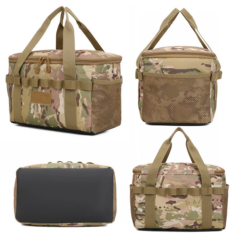 14L Outdoor Camping Tactical Bag Black Multi-Functional Tool & Picnic Gear Organizer with Multiple Compartments Large Capacity