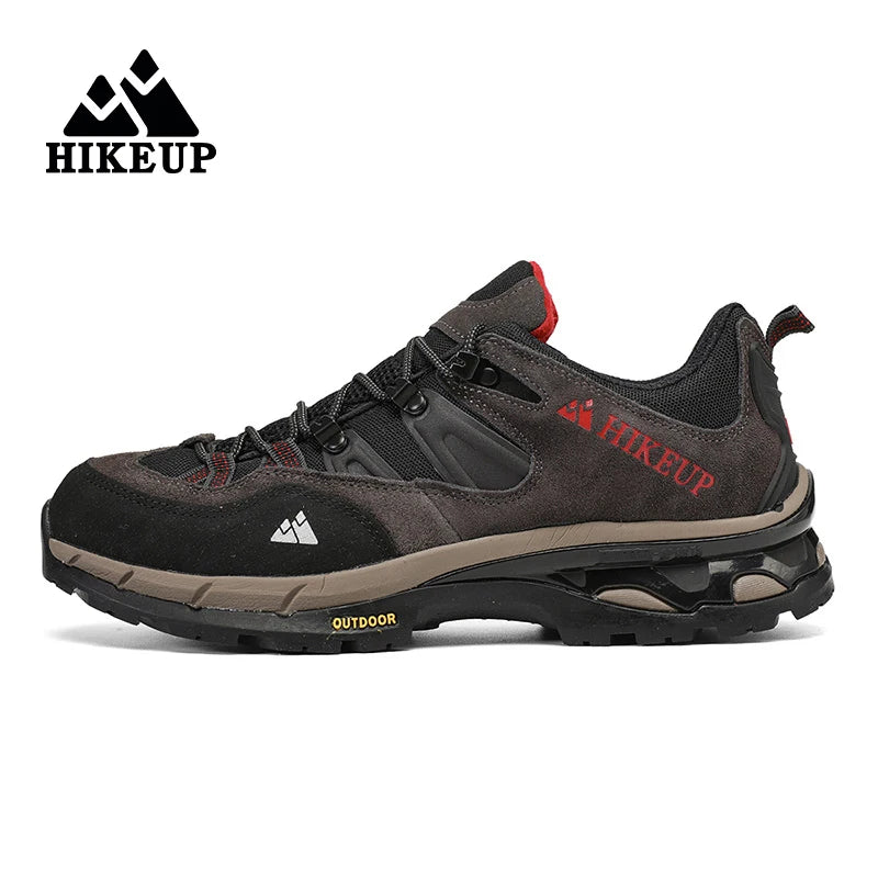 HIKEUP New Arrival Leather Hiking Shoes Wear-resistant Outdoor Sport Men Shoes Lace-Up Men's Climbing Trekking Hunting Sneakers