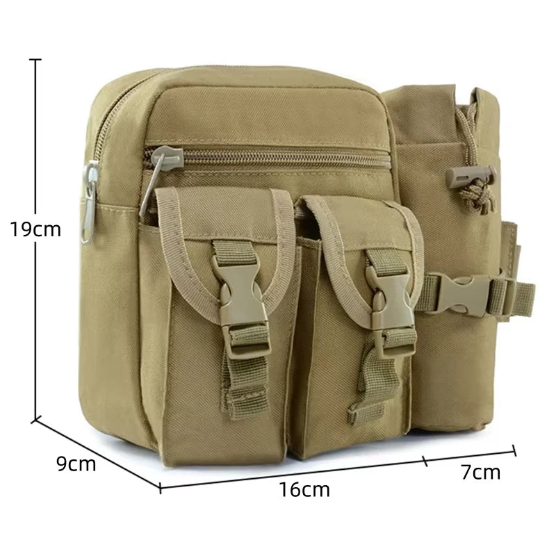 Tactical Waist Belt Bag Nylon Outdoor Fanny Pack Hiking Camping Hunting Water Bottle Holder Phone Pouch Running Sport Waist Pack