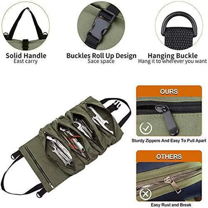 Multi Functional Tool Kit - Oxford 5 Zippers - Mechanical, Electrical, Woodworking Hardware Tools Classification Bag