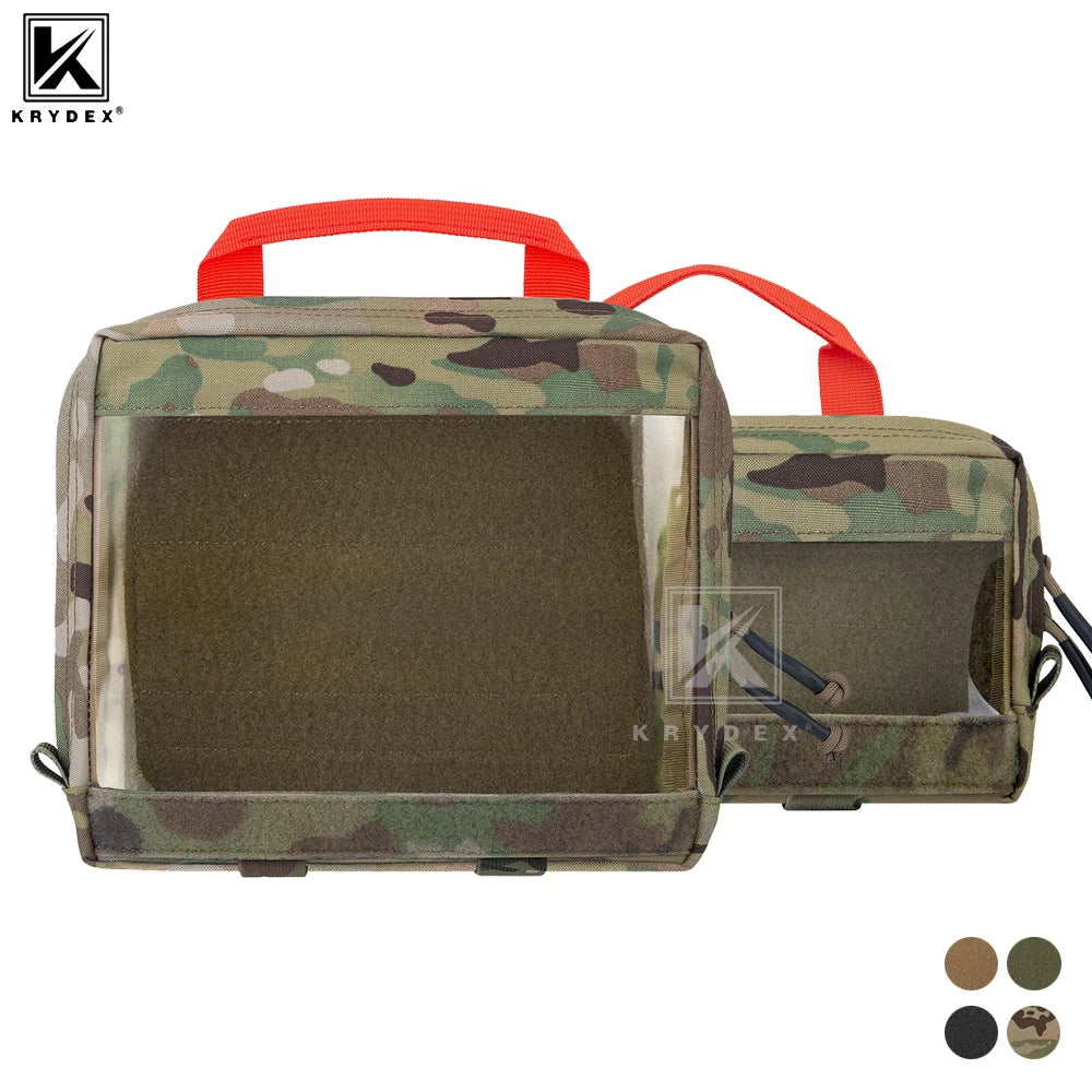 KRYDEX Tactical Large / Small Clear Top Insert Pouch Travel Camping Organizer Storage Hook & Loop Bag for D3 Tactical Backpack