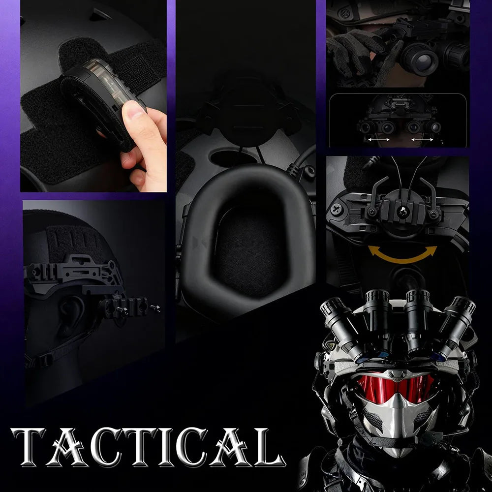 Multifunctional Tactical Airsoft Helmet Set with Cosplay Game Mask Military-Grade Full Face Protection for Outdoor CS Paintball
