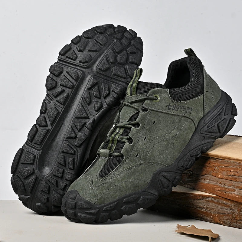 Vintage Style Men's Casual Shoes Anti-Slip Suede Leather Sneakers Lightweight Sports Shoes Round Toe Treking Footwear Trainers