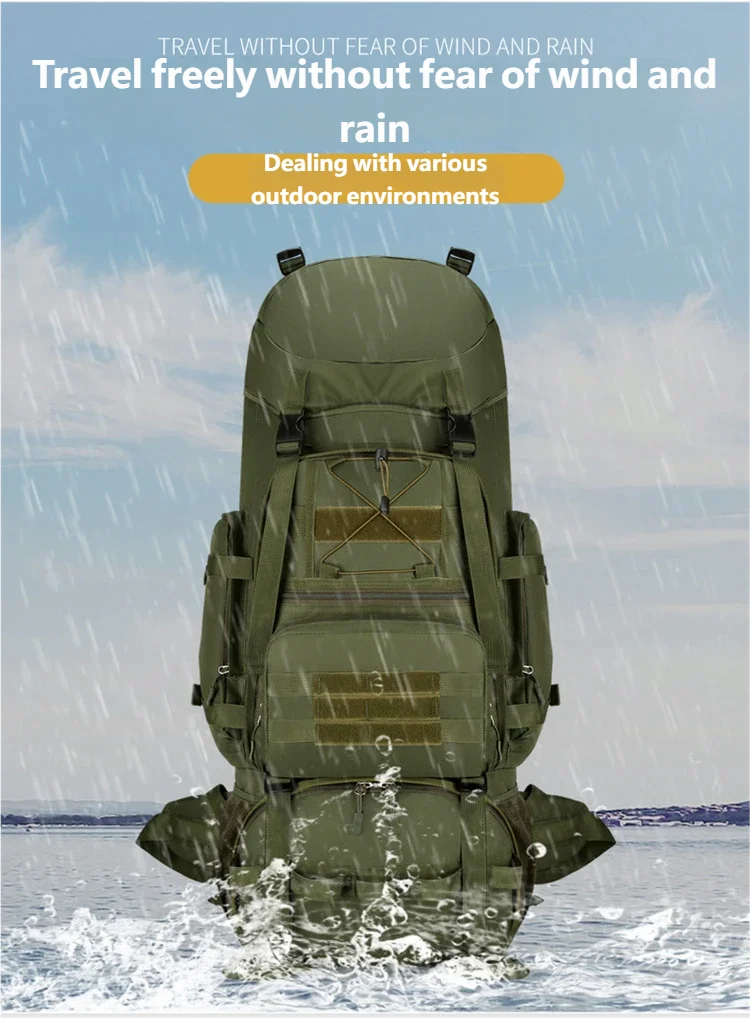 80L MOLLE Mountaineering Bag Waterproof Climb Bag Tactical Backpacks Large Backpack Outdoors Hiking Camping Travel Bags