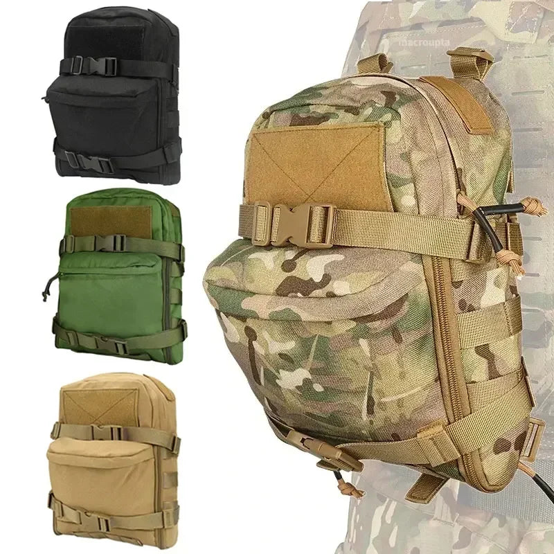 Tactical Hydration Backpack Combat Training Assault Molle Bag Outdoor Hunting Vest Back Plate Carrier Water Bag