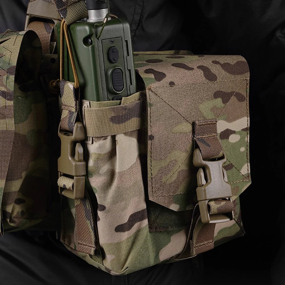 Tactical Molle Pouch Large Multifunctional Hunting Vest Chest Rig Admin Sub Pouch Walkie Talkie Holder Magazine Storage GP Pouch