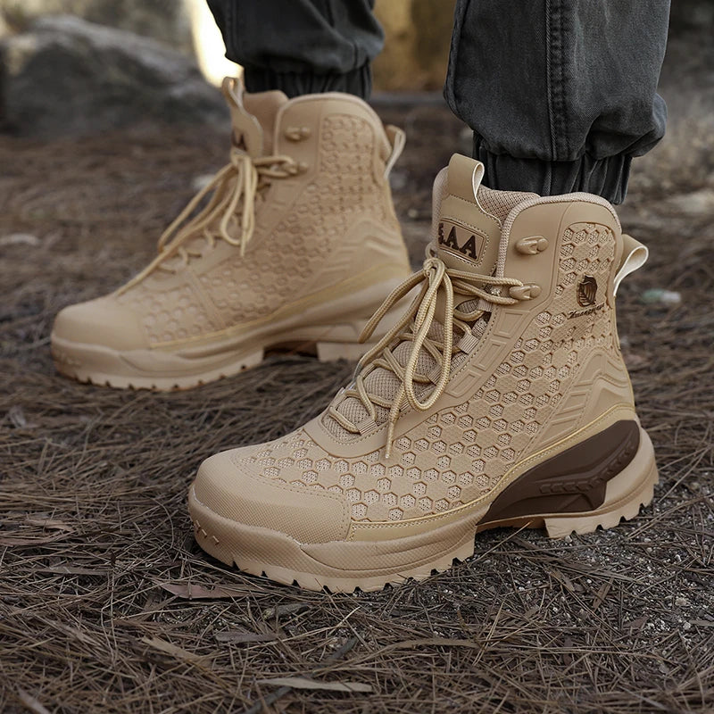 Men Hiking Shoes Waterproof Tactical Boots Leather Desert Combat Training Boots Outdoor Non-slip Male Trekking Hunting Shoes