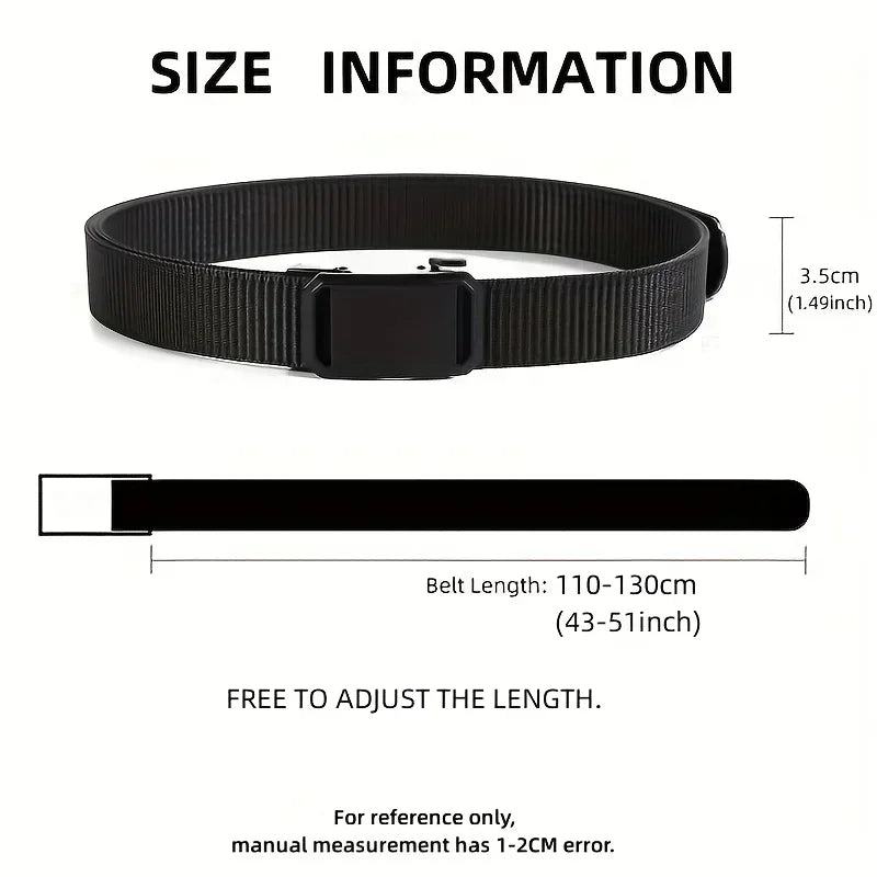 2PCS 2026 New Automatic Buckle Belt, Canvas Tactical Workwear Casual Outdoor Military Training Pants Belt For Men