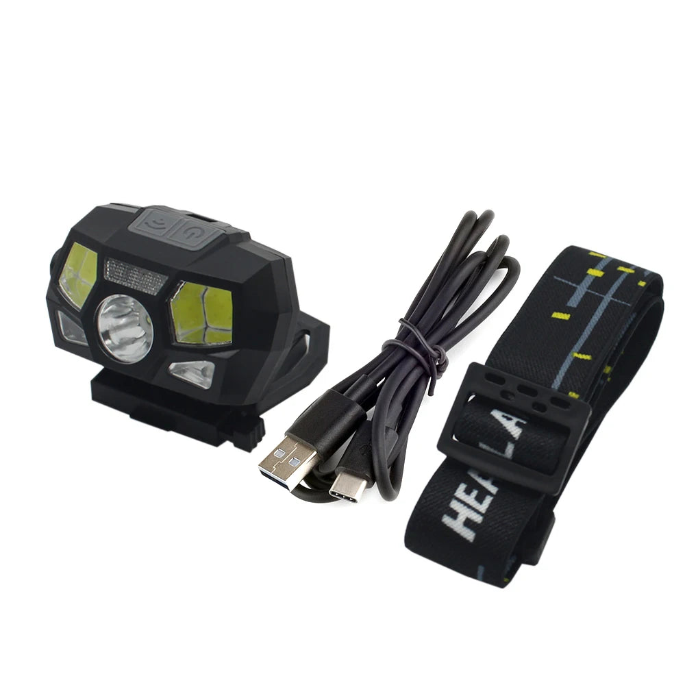 BOOIU Tactical Helmet Light Signal Light NVG Mounted Sensor Headlamp USB Charging Waterproof Outdoor Sport Hunting Headlight
