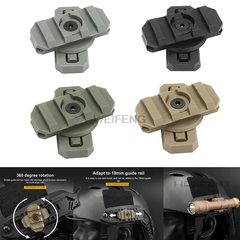 2PCS 19mm Tactical Helmet Side Rail Mount Adapter 360 Degree Guide Rotation Fast Helmet Rail Hunting Accessories