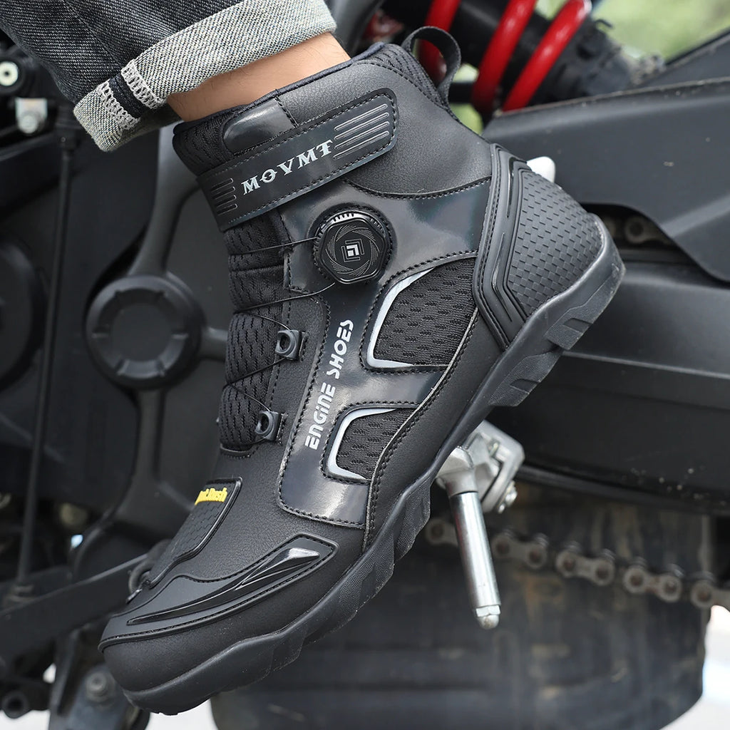 New Motorcycle Boots Ankle Length Man Breathable Anti Slip Riders Boot Outdoor Men's Bike Motorcycle TPU Protective Shoes