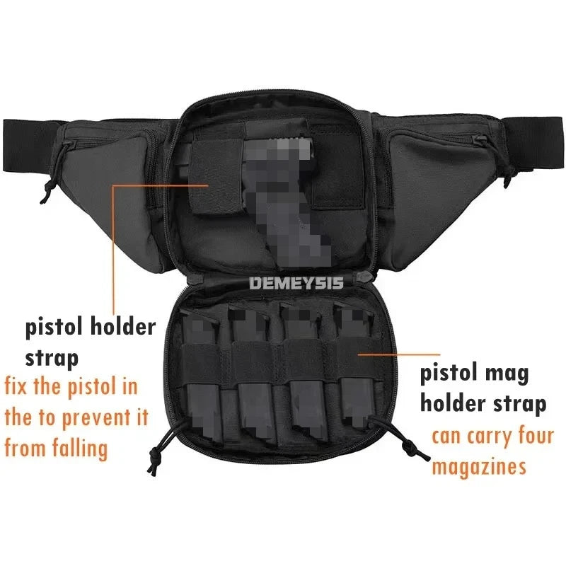 Tactical Waist Bag Outdoor Concealed Carry Molle Handgun Bags for Hunting Camping Hiking Pistol Pack