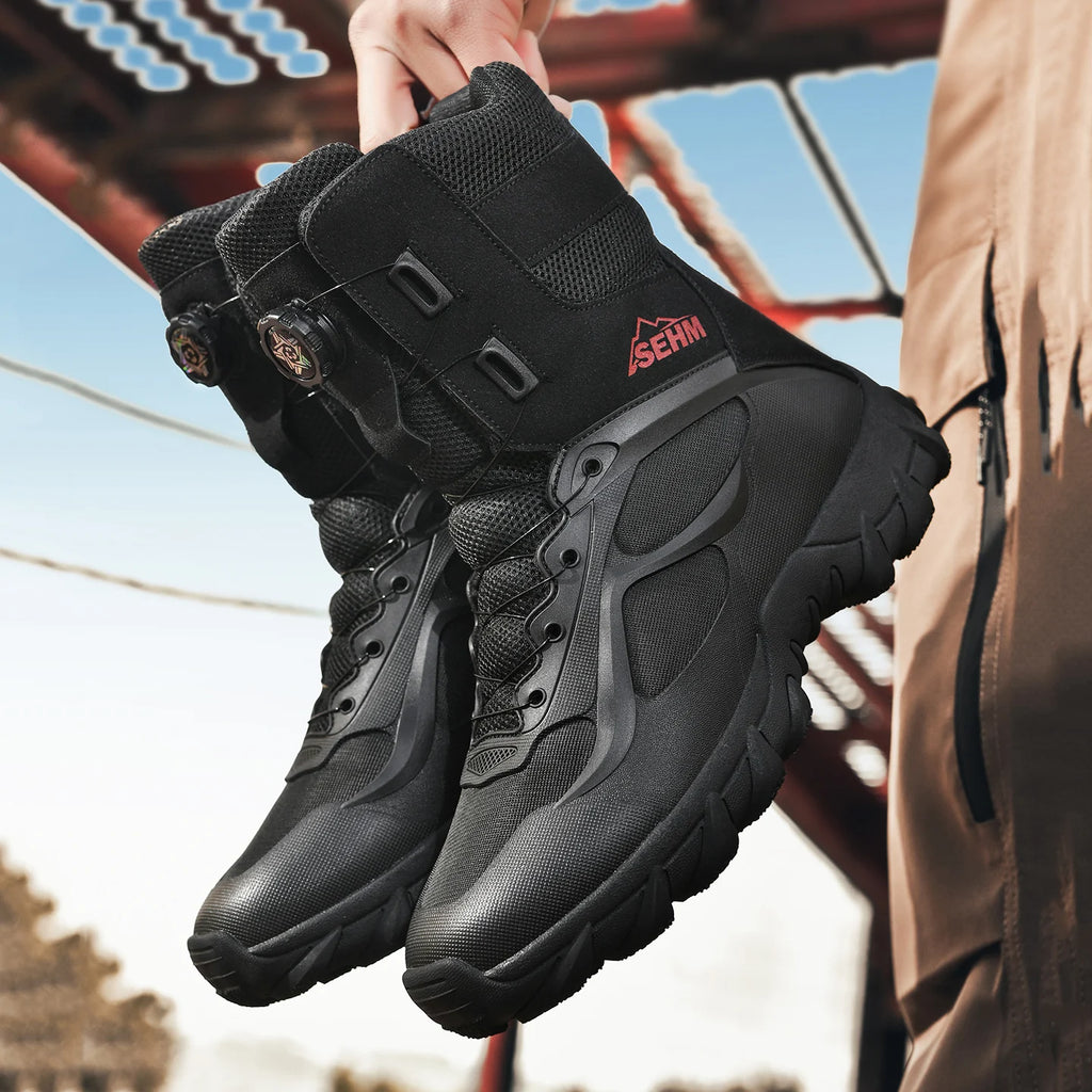 Men's Outdoor Hiking Boots Thick-Soled Non-Slip Lace-Free Outdoor Boots, Men's Hiking and Trekking Boots