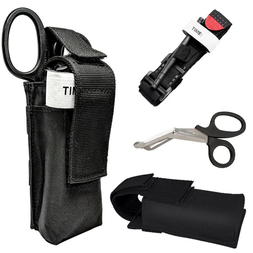 Outdoor Tourniquet Bag Small Hanging Package Tactical Medical Scissors Bag Flashlight Tourniquet Pouch Emergent Tool Holster