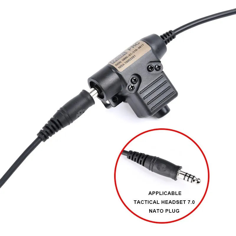 WADSN Military Tactical U94 PTT 7.0 Plug Headset Adapter For COMTAC Earmor Baofeng Kenwood Walkie Talkie Radio Motorola Midland