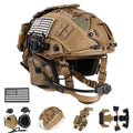 Tactical Helmet Set Adjustable FAST Protective Helmet with Headset Survival Light NVG Model Signal Light for CS Airsoft Cosplay