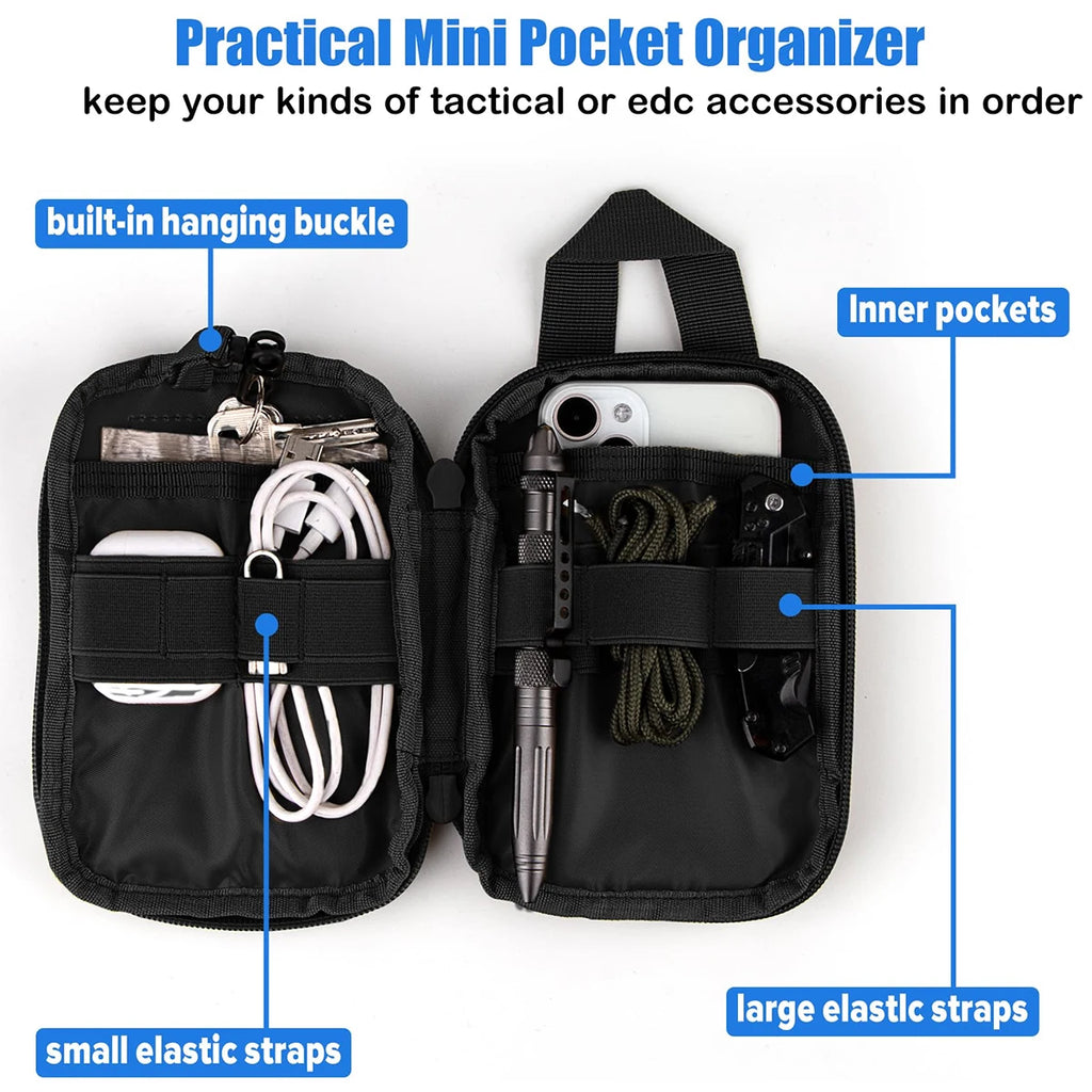 Tactical Molle EDC Pouch - Compact Utility Tool Organizer, Mini Medical Waist Pack & Phone Case Holder for Camping, Hunting
