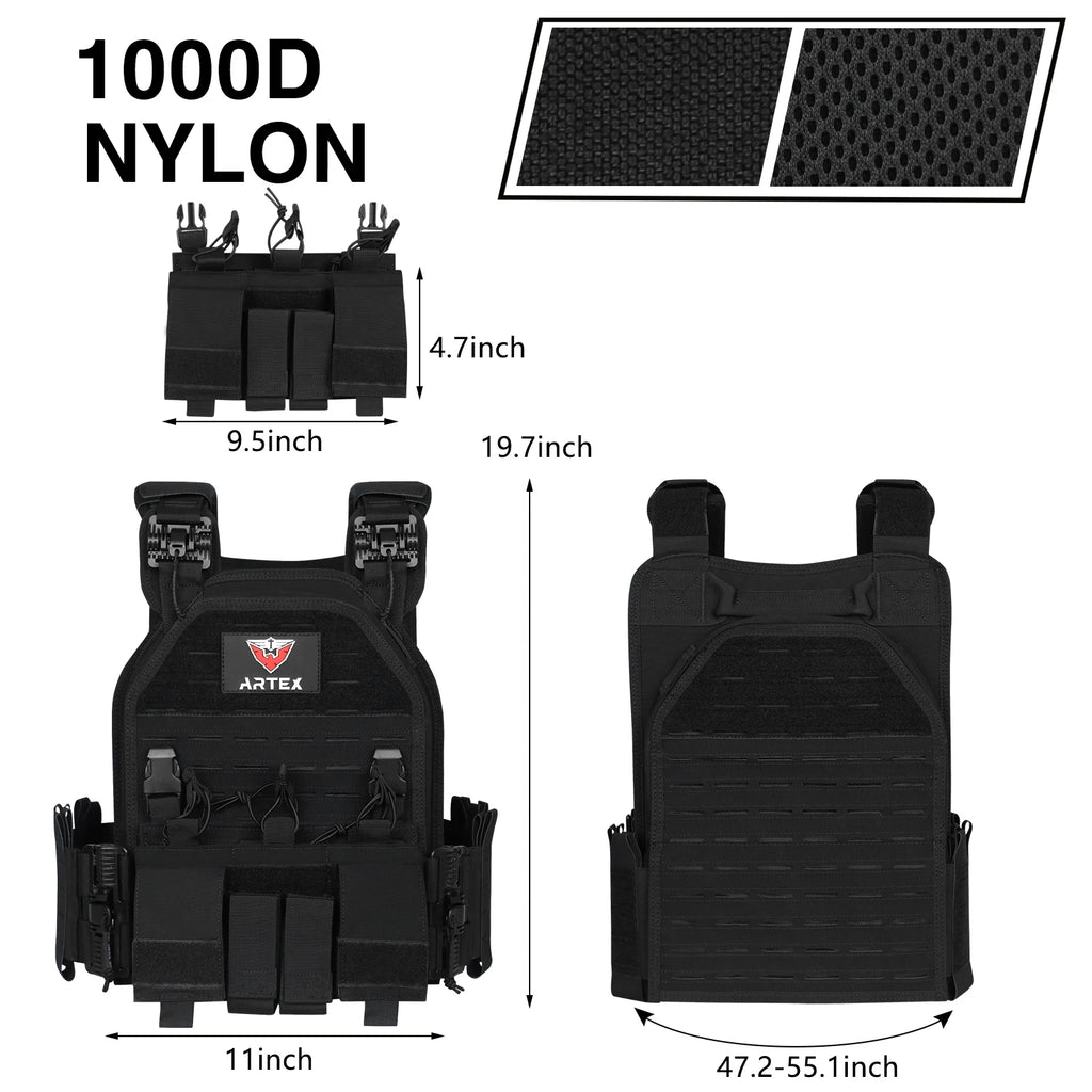 Artex Outdoor Tactical Vest for Men 1000D Nylon Quick Release Laser-Cutting Modular Lightweight Vest  Molle Chaleco Tactico
