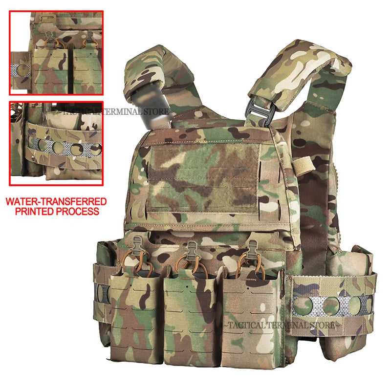 Ferro V5 FCPC Tactical Plate Carrier Quick Release Portable Body Armor Molle Airsoft Hunting Vest with 556 Triple Magazine Pouch