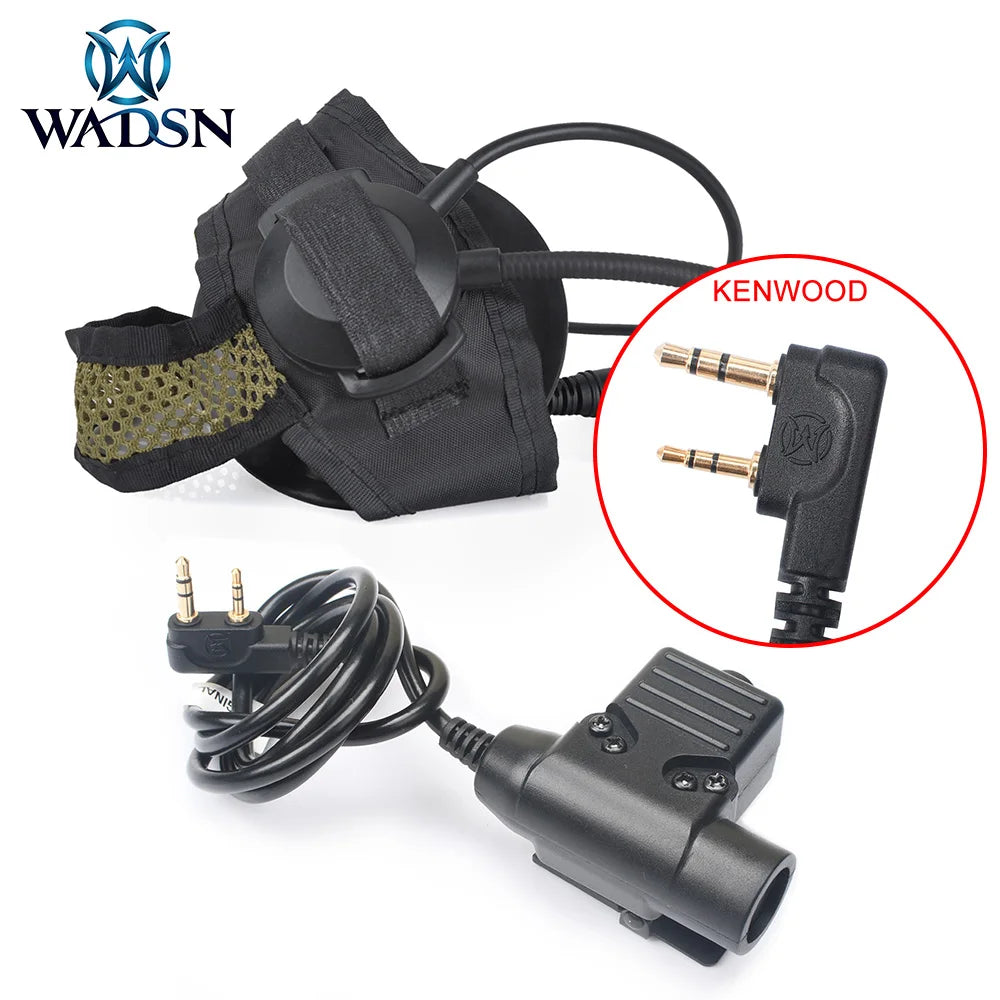 WADSN Airsoft Adjust Headband Headset with U94 PTT Kenwood Plug Softair Tactical Hunting Shooting Military Headphone