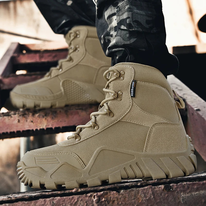 Outdoor Men Combat Desert Army Boots Waterproof Hiking Boots Tactical Hunting Boots Men Climbing Trekking Boots Plus Size 39-47
