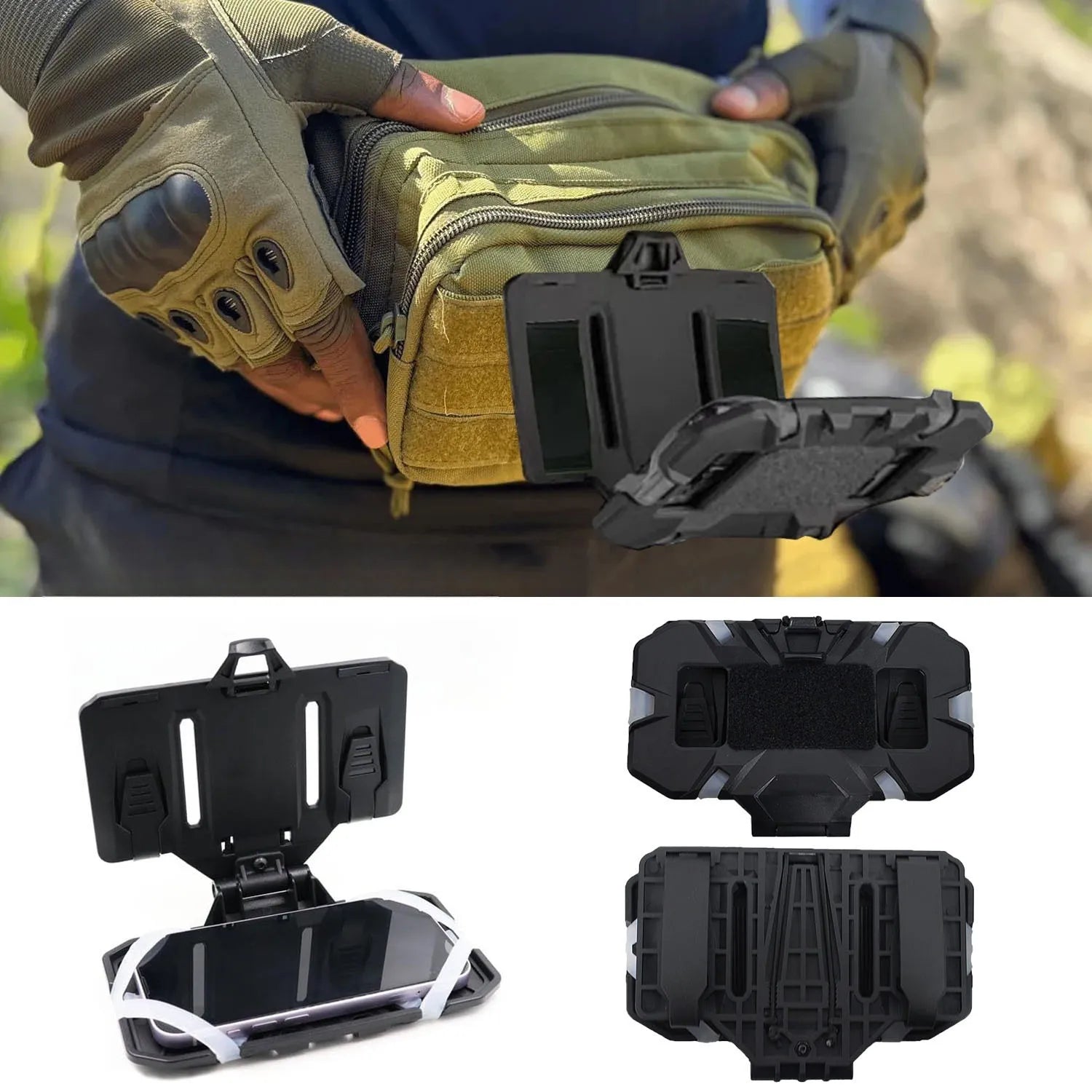 Tactical Vest Chest Phone Maps Navigation Holder Fit for MOLLE Plate Carrier Hunting Vest, Quick-Access Foldable Admin Panel