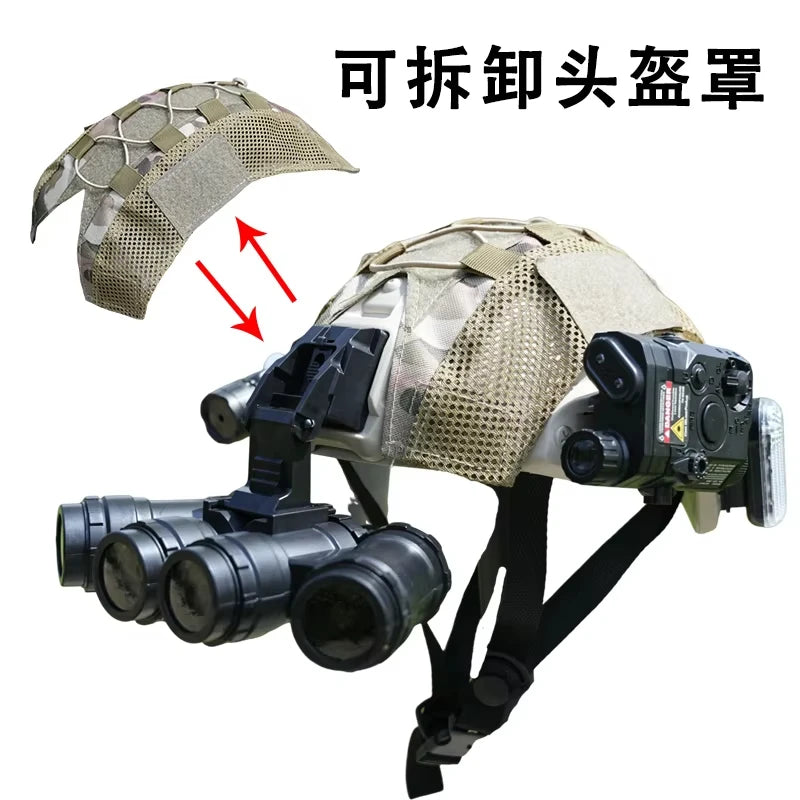 Children's Tactical Helmet Set Lightweight CS Special Forces Combat Helmet with NVG Model Laser Light for Shooting Cosplay Props