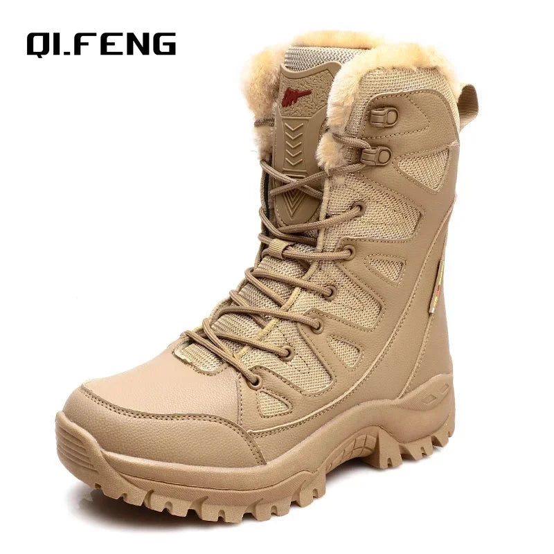 New High Top Men's Shoes Waterproof Winter Boots Warm Plush Snow Boots Men Lace Up Casual Anti-Slip Ankle Footwear 36-46